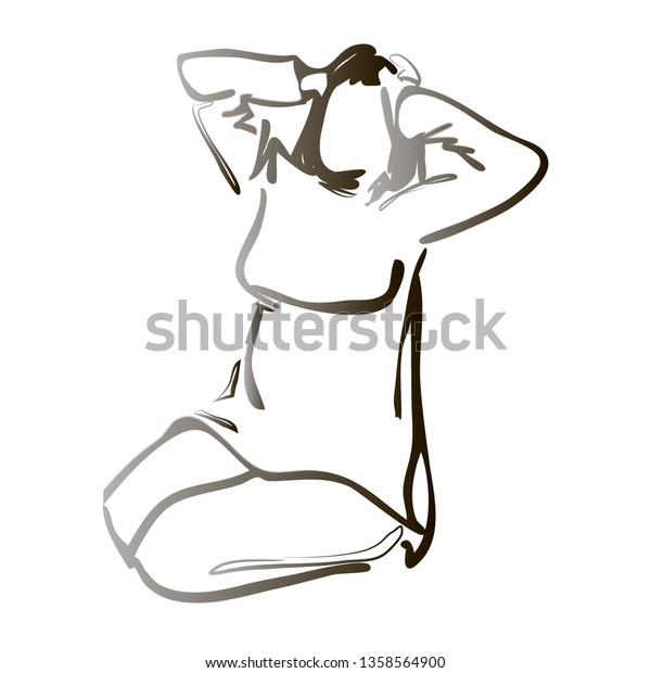 Sketch Woman Sitting On Floor Woman Stock Vector Royalty Free