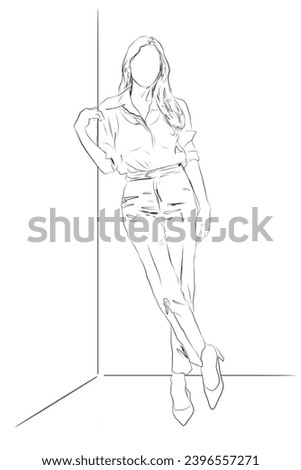 Similar – Image, Stock Photo Fashionable woman standing against minimalistic backdrop