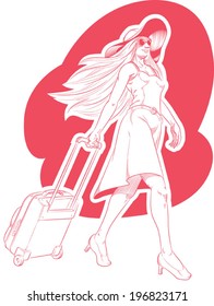 Sketch of Woman Tourist Travelling