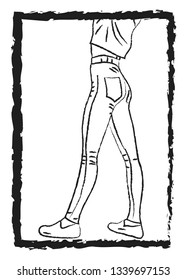 A sketch of a woman wearing skin tight jeans and a pair of shoes vector color drawing or illustration