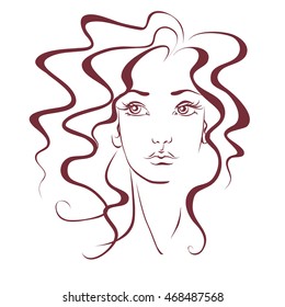 sketch, a woman's face, hairstyle, vector