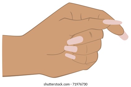 A sketch of a woman's hand with fingers folded in a pinch