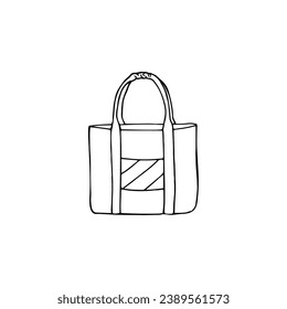 Sketch of women's bag. Vector fashion illustration.  Women's fashion accessories. Vector illustration of handbag isolated on a white background