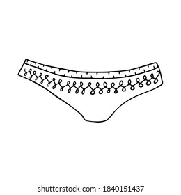 Sketch of women's panties with a pattern on the fabric. Vector element for the design.