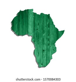 Sketch wooden african continent map banner. Wood africa style poster. Flat wooden africa image. Dark Continent ligneous abstract. Africa wood map background. African continent timbered silhouette