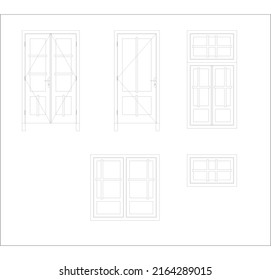 sketch of wooden doors and windows with a wooden design in the middle for safety and aesthetics