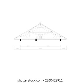 sketch of a wooden roof truss with a span of 5.50 meters