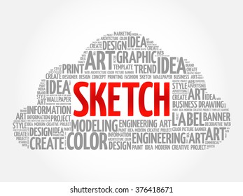SKETCH word cloud, creative business concept background