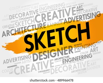 SKETCH word cloud, creative business concept background