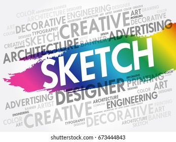 SKETCH word cloud, creative business concept background