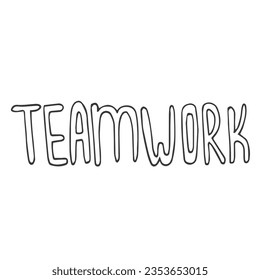 Esbozo de la palabra Teamwork. Dibujo manual de ilustraciones vectoriales de dibujos animados para diseño de negocios e infografía.