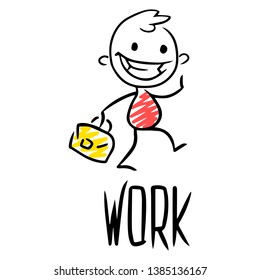 Sketch of a work leader work. Hand drawn cartoon vector illustration for business design.