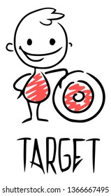 Sketch of a work leader tarset. Doodle cute concept about power. Hand drawn cartoon vector illustration for business design.