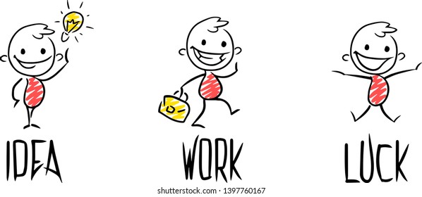 Sketch work manager set. Hand drawn cartoon vector illustration for business design.