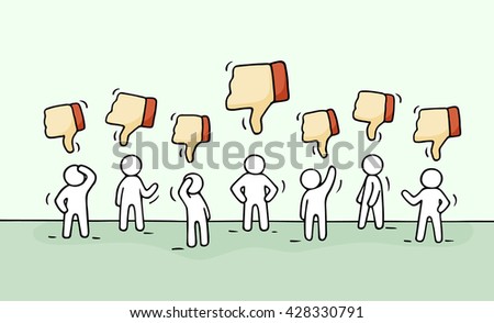 sketch working little people dislike signs stock vector royalty