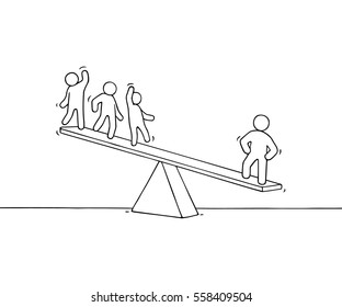 Sketch Working Little People Scale Doodle Stock Vector (Royalty Free ...