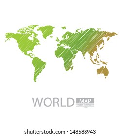 Sketch. World Map vector Illustration.