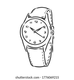 Sketch wrist watch isolated on white background. wrist watch, vector sketch illustration