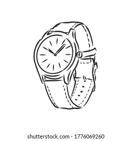 Sketch wrist watch isolated on white background. wrist watch, vector sketch illustration