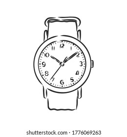 Sketch Wrist Watch Isolated On White Stock Vector (Royalty Free ...