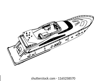sketch of a yacht vector