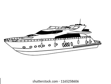 sketch of a yacht vector