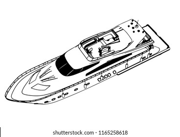 sketch of a yacht vector