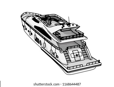 sketch of a yacht vector