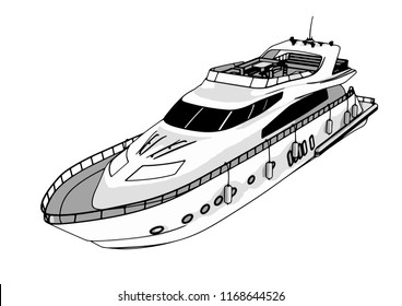 sketch of a yacht vector