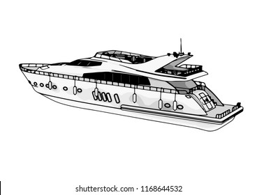 sketch of a yacht vector