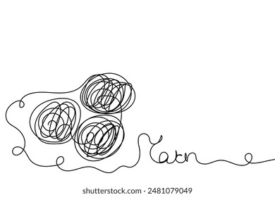 Sketch yarn ball minimal skein of woolen drawing line art. Yarn ball cotton wool hand drawn line concept with white ioslated background. Abstract,vector,illustration.