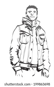 Sketch of a young man in jacket