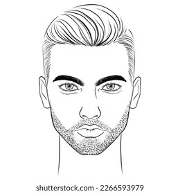 Sketch of young man on white background.