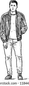Sketch of a young man in a waiting
