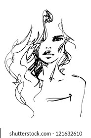 A sketch young woman