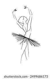 sketch of a young woman dancing ballet, vector illustration