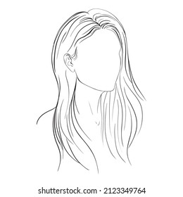 A sketch of a young woman. Illustration of business hairstyle with natural long hair. Hand-drawn idea for gretting card, poster, flyers, web, print for t-shirt.