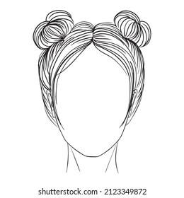 A sketch of a young woman. Illustration of business hairstyle with natural long hair. Hand-drawn idea for gretting card, poster, flyers, web, print for t-shirt.