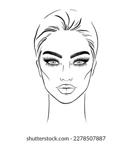 Sketch of young woman on white background.