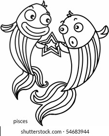 Sketch of zodiac sign pisces on white background