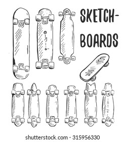 Sketch-Boards! Vector sketches of dif. skateboards