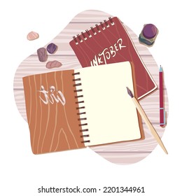 Sketchbook design concept in flat style for printing and decoration. Vector illustration.
