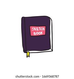 icono del doodle del libro de esbozo, ilustración vectorial