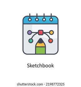 Sketchbook Filled Outline Vector Icon Design illustration on White background. EPS 10 File