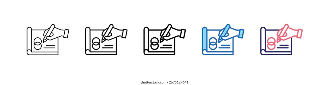 Icono De Libro De Dibujos En 5 Estilos Diferentes Colección.