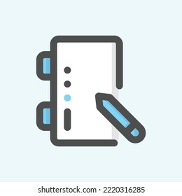  sketchbook icon, isolated Graphic Design colored outline icon in light blue background, perfect for website, blog, logo, graphic design, social media, UI, mobile app
