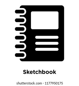 Sketchbook icon vector isolated on white background, logo concept of Sketchbook sign on transparent background, filled black symbol