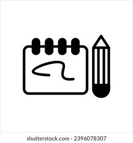 Icono del libro de esbozo con vector de fondo blanco
