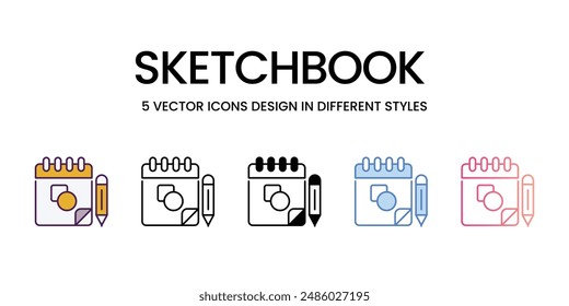Sketchbook Icons different style vector stock illustration