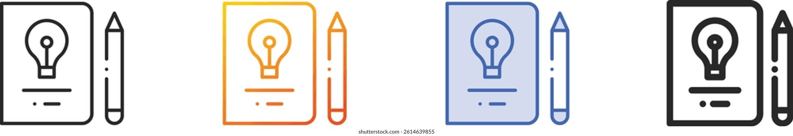 sketchbook icon.Thin Linear, Gradient, Blue Stroke and bold Style Design Isolated On White Background
